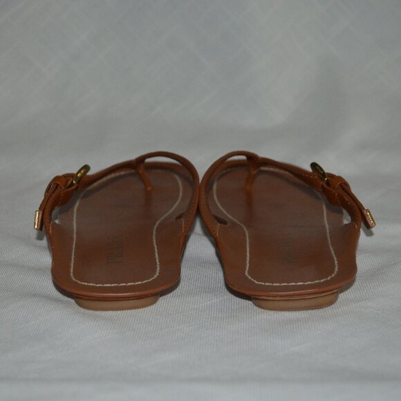 $995 Sz 37 6.5 Prada Brown Leather Calfskin Buckle Flat Thong Sandals - Picture 8 of 12